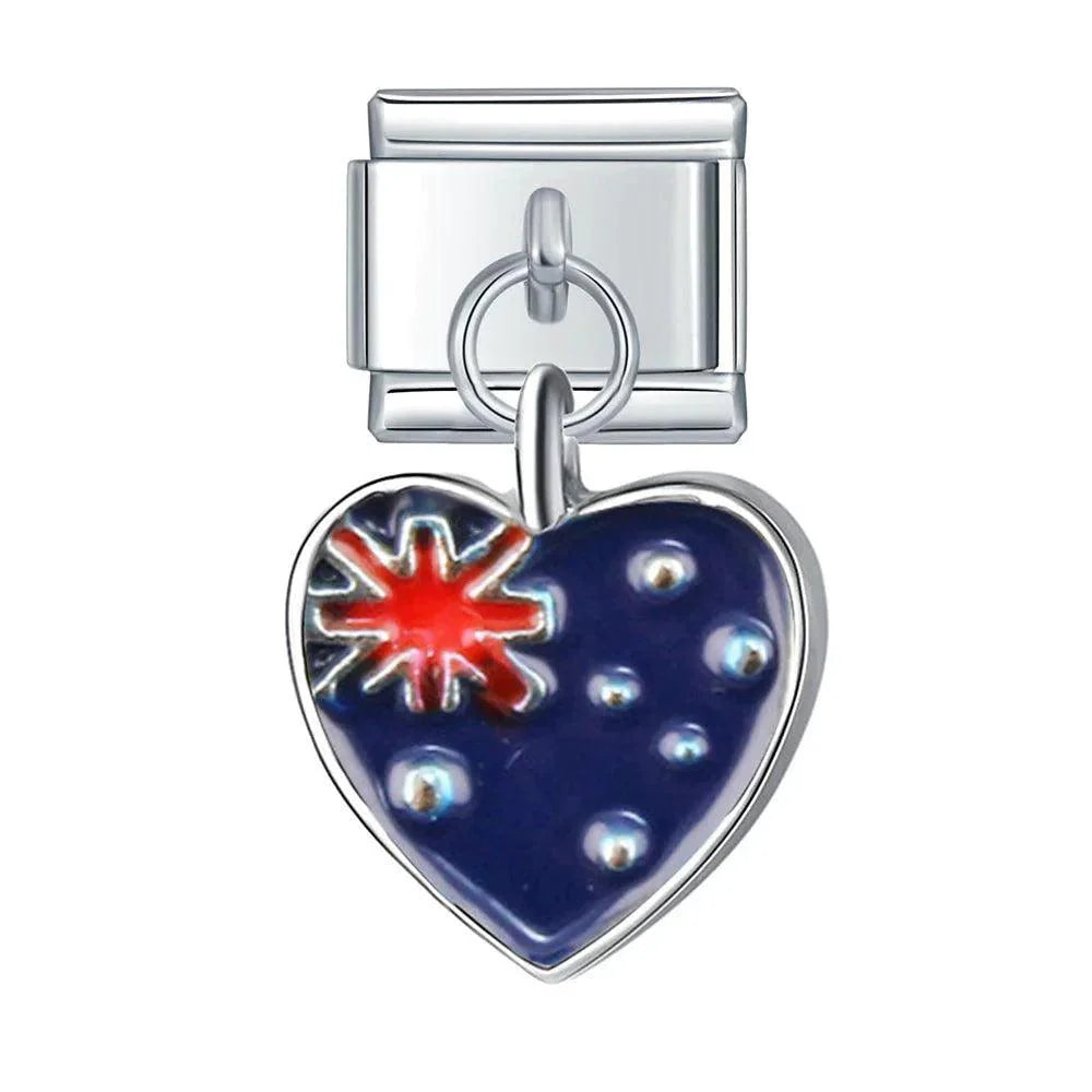 Corazón con bandera de Australia, en plateado