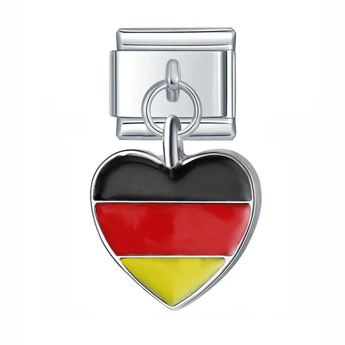 Corazón con bandera de Alemania, en plateado