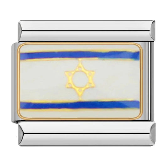 Bandera de Israel, sobre fondo plateado