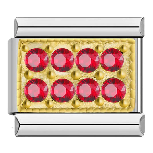 Placa dorado rosa con piedras rojas